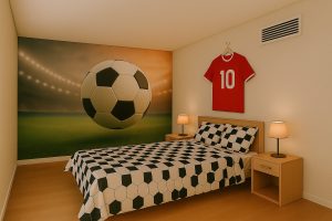Et soverom med fotballtema
